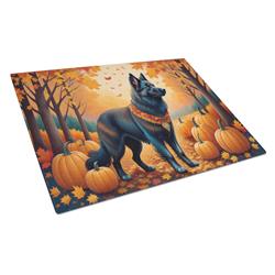 DAC1017LCB 15 x 12 in. Unisex Belgian Sheepdog Fall Glass Cutting Board - Large