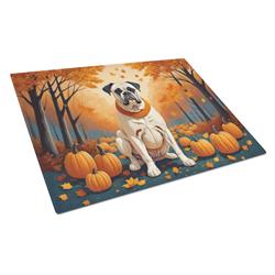 15 x 12 in. Unisex White Boxer Fall Glass Cutting Board - Large