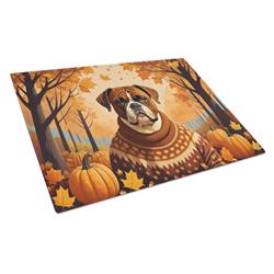 15 x 12 in. Unisex Boxer Fall Glass Cutting Board - Large