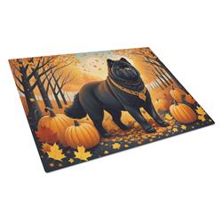 15 x 12 in. Unisex Black Chow Chow Fall Glass Cutting Board - Large