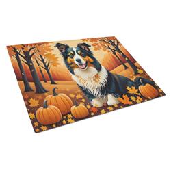 15 x 12 in. Unisex Collie Fall Glass Cutting Board - Large