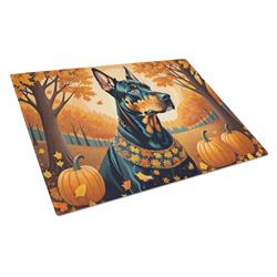 DAC1044LCB 15 x 12 in. Unisex Doberman Pinscher Fall Glass Cutting Board - Large