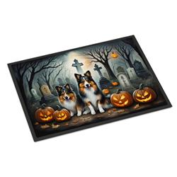 18 x 27 in. Unisex Sheltie Spooky Halloween Doormat