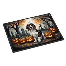 18 x 27 in. Unisex Welsh Springer Spaniel Spooky Halloween Doormat