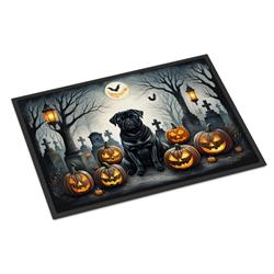 18 x 27 in. Unisex Black Pug Spooky Halloween Doormat