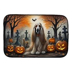 21 x 14 in. Unisex Afghan Hound Spooky Halloween Dish Drying Mat