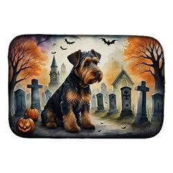 21 x 14 in. Unisex Airedale Terrier Spooky Halloween Dish Drying Mat
