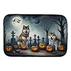 DAC2005DDM 21 x 14 in. Akita Spooky Halloween Dish Drying Mat