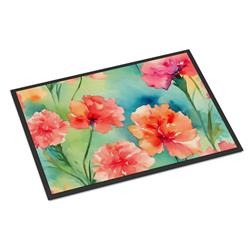 18 x 27 in. Unisex Carnations in Watercolor Doormat