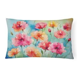 16 x 12 in. Unisex Carnations in Watercolor Fabric Decorative Pillow