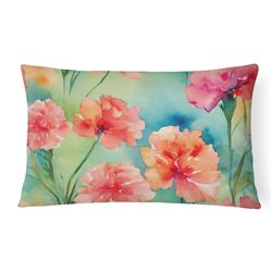 16 x 12 in. Unisex Carnations in Watercolor Fabric Decorative Pillow