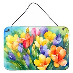 DAC1567DS812 12 x 8 in. Freesias in Watercolor Wall or Door Hanging Prints