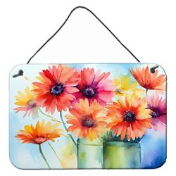 DAC1571DS812 12 x 8 in. Unisex Gerbera Daisies in Watercolor Wall or Door Hanging Prints