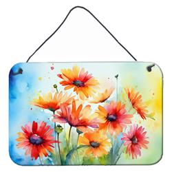 DAC1573DS812 12 x 8 in. Unisex Gerbera Daisies in Watercolor Wall or Door Hanging Prints