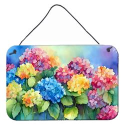 DAC1574DS812 12 x 8 in. Hydrangeas in Watercolor Wall or Door Hanging Prints