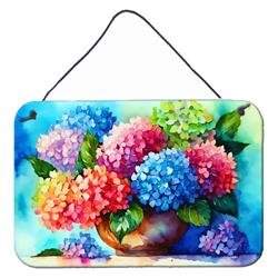 12 x 8 in. Unisex Hydrangeas in Watercolor Wall or Door Hanging Prints