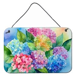 DAC1577DS812 12 x 8 in. Hydrangeas in Watercolor Wall or Door Hanging Prints