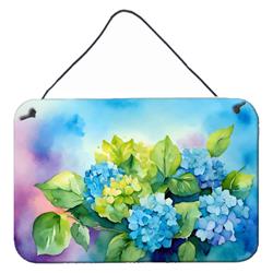 DAC1579DS812 12 x 8 in. Hydrangeas in Watercolor Wall or Door Hanging Prints