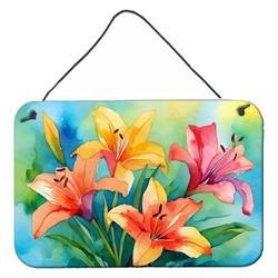 DAC1585DS812 12 x 8 in. Lilies in Watercolor Wall or Door Hanging Prints