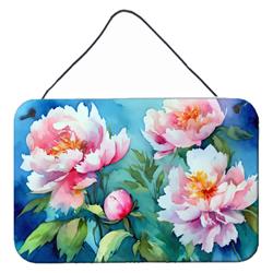DAC1593DS812 12 x 8 in. Peonies in Watercolor Wall or Door Hanging Prints