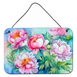 DAC1595DS812 12 x 8 in. Peonies in Watercolor Wall or Door Hanging Prints