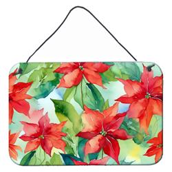 DAC1602DS812 12 x 8 in. Poinsettias in Watercolor Wall or Door Hanging Prints