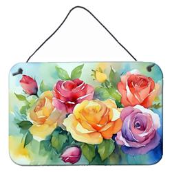 DAC1609DS812 12 x 8 in. Roses in Watercolor Wall or Door Hanging Prints
