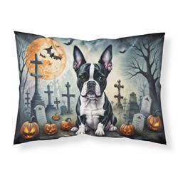20.5 x 30 in. Unisex Boston Terrier Spooky Halloween Fabric Standard Pillowcase