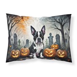 20.5 x 30 in. Unisex Boston Terrier Spooky Halloween Fabric Standard Pillowcase