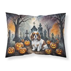 20.5 x 30 in. Unisex Cavalier Spaniel Spooky Halloween Fabric Standard Pillowcase