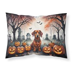 20.5 x 30 in. Unisex Dachshund Spooky Halloween Fabric Standard Pillowcase