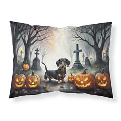 20.5 x 30 in. Unisex Dachshund Spooky Halloween Fabric Standard Pillowcase