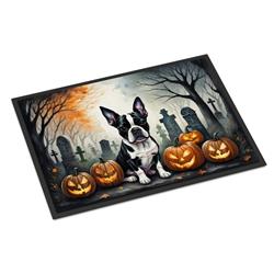 18 x 27 in. Unisex Boston Terrier Spooky Halloween Doormat