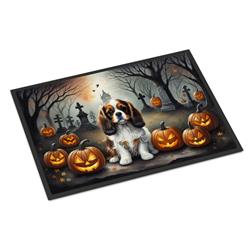 18 x 27 in. Unisex Cavalier Spaniel Spooky Halloween Doormat