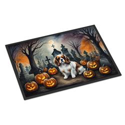 18 x 27 in. Unisex Cavalier Spaniel Spooky Halloween Doormat