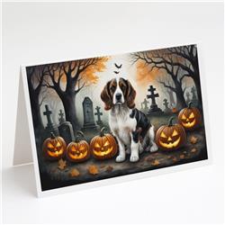 DAC2057GCA7P 5 x 7 in. Welsh Springer Spaniel Spooky Halloween Greeting Cards & Envelopes - Pack of 8