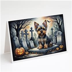5 x 7 in. Unisex Yorkshire Terrier Spooky Halloween Greeting Cards & Envelopes - Pack of 8