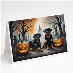 DAC2062GCA7P 5 x 7 in. Rottweiler Spooky Halloween Greeting Cards & Envelopes - Pack of 8