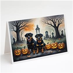 DAC2063GCA7P 5 x 7 in. Rottweiler Spooky Halloween Greeting Cards & Envelopes - Pack of 8