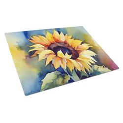 DAC1615LCB 15 x 12 in. Sunflowers in Watercolor Glass Cutting Board - Large