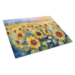 DAC1617LCB 15 x 12 in. Sunflowers in Watercolor Glass Cutting Board - Large