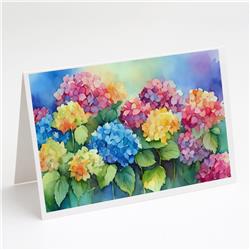 DAC1574GCA7P 5 x 7 in. Hydrangeas in Watercolor Greeting Cards & Envelopes - Pack of 8