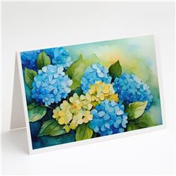 DAC1578GCA7P 5 x 7 in. Hydrangeas in Watercolor Greeting Cards & Envelopes - Pack of 8