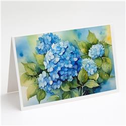 DAC1580GCA7P 5 x 7 in. Hydrangeas in Watercolor Greeting Cards & Envelopes - Pack of 8