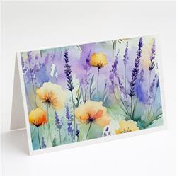 5 x 7 in. Unisex Lavender in Watercolor Greeting Cards & Envelopes - Pack of 8