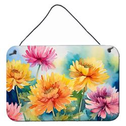 DAC1550DS812 12 x 8 in. Chrysanthemums in Watercolor Wall or Door Hanging Prints
