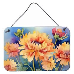 DAC1551DS812 12 x 8 in. Chrysanthemums in Watercolor Wall or Door Hanging Prints