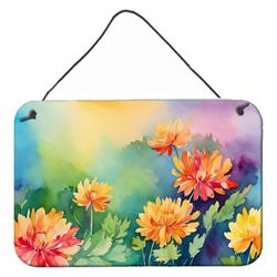 DAC1552DS812 12 x 8 in. Chrysanthemums in Watercolor Wall or Door Hanging Prints