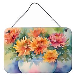 DAC1553DS812 12 x 8 in. Chrysanthemums in Watercolor Wall or Door Hanging Prints