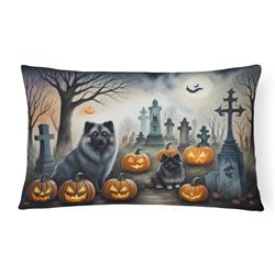 16 x 12 in. Unisex Keeshond Spooky Halloween Fabric Decorative Pillow